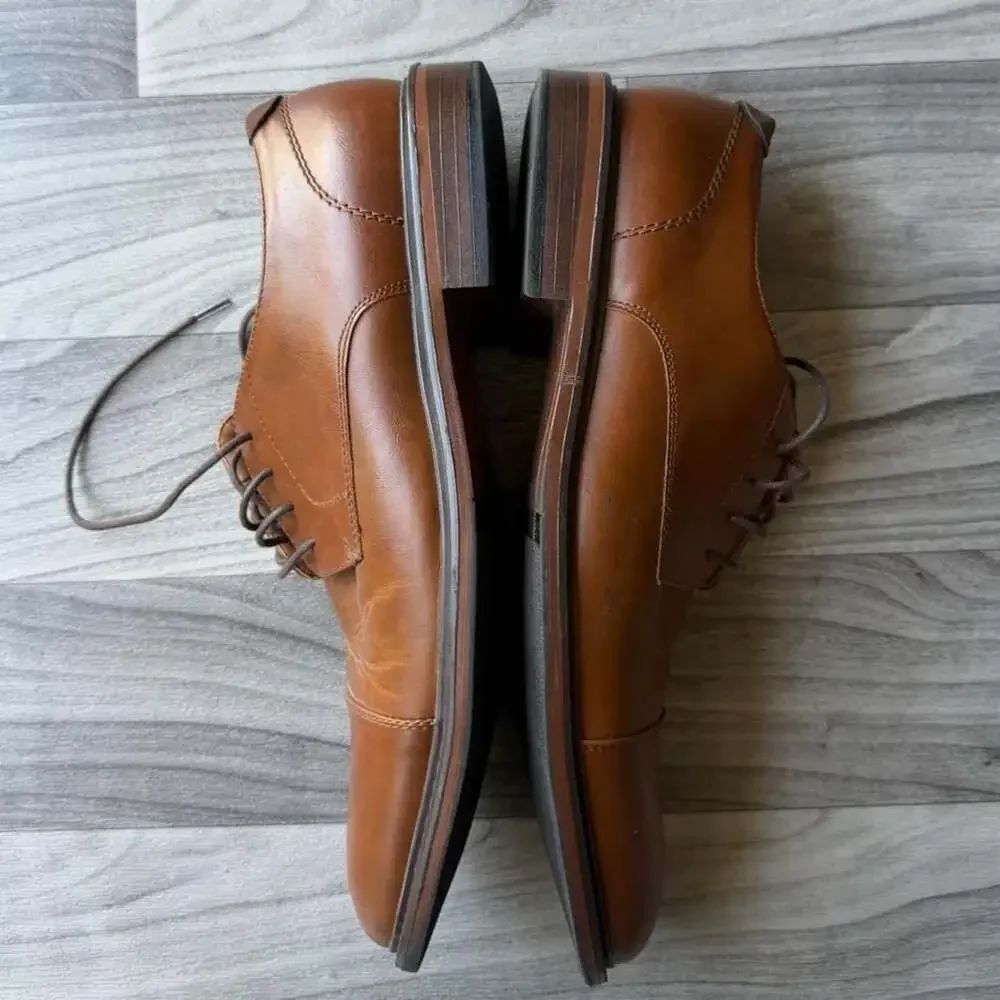 Parker & Sky Tan Leather Cap Toe Oxford Dress Shoes Men's 11